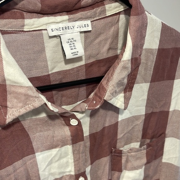 sincerely jules plaid top, size XL - Picture 3 of 5
